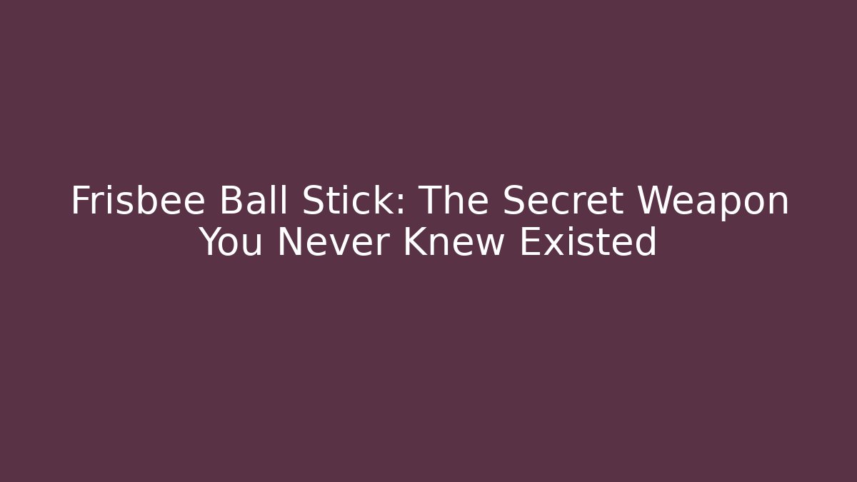 Frisbee Ball Stick: The Secret Weapon You Never Knew Existed