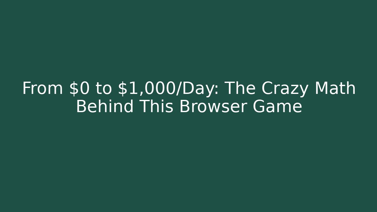 From $0 to $1,000/Day: The Crazy Math Behind This Browser Game