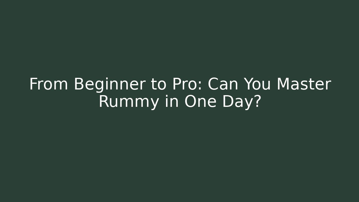 From Beginner to Pro: Can You Master Rummy in One Day?