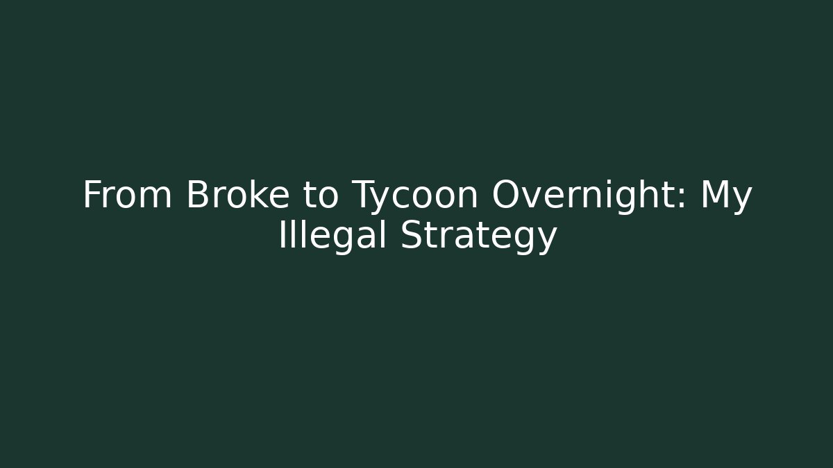 From Broke to Tycoon Overnight: My Illegal Strategy