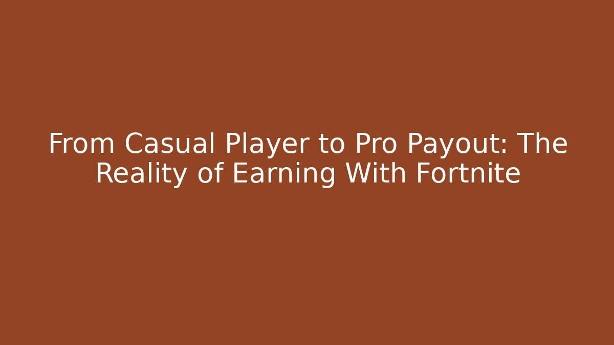 From Casual Player to Pro Payout: The Reality of Earning With Fortnite