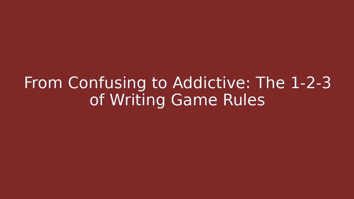From Confusing to Addictive: The 1-2-3 of Writing Game Rules