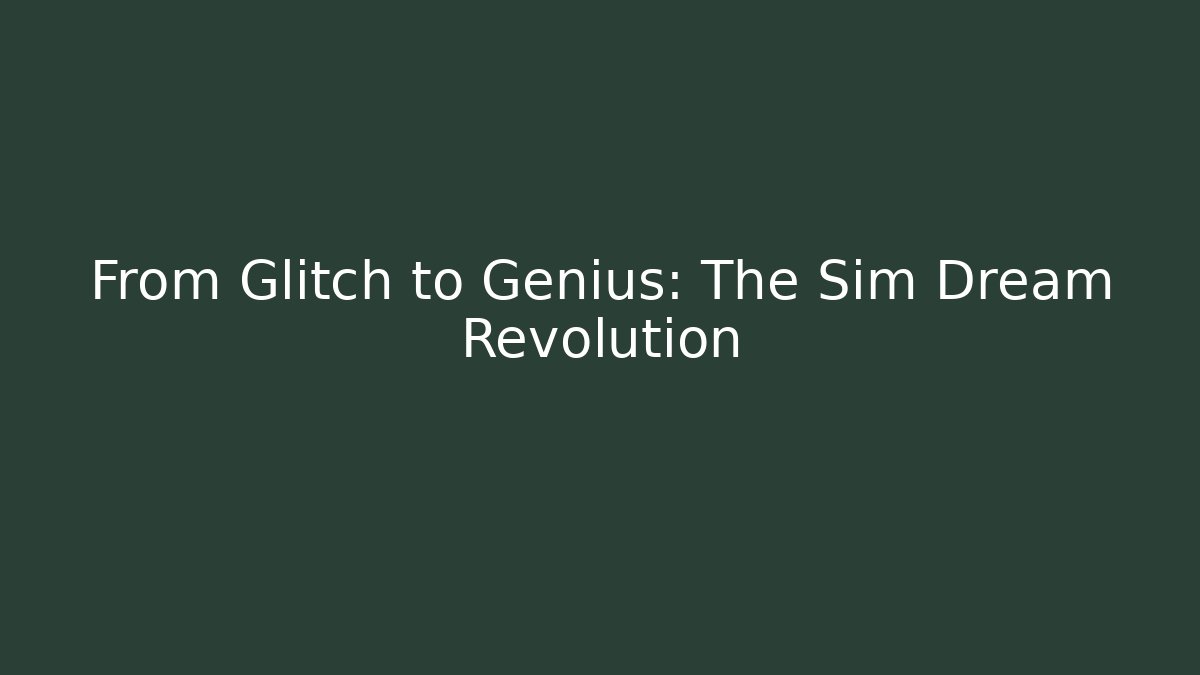 From Glitch to Genius: The Sim Dream Revolution - Create More Assets