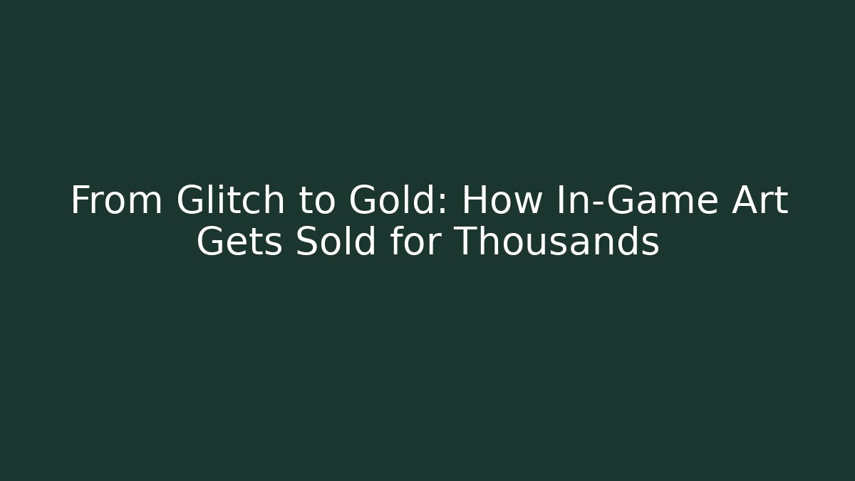 From Glitch to Gold: How In-Game Art Gets Sold for Thousands