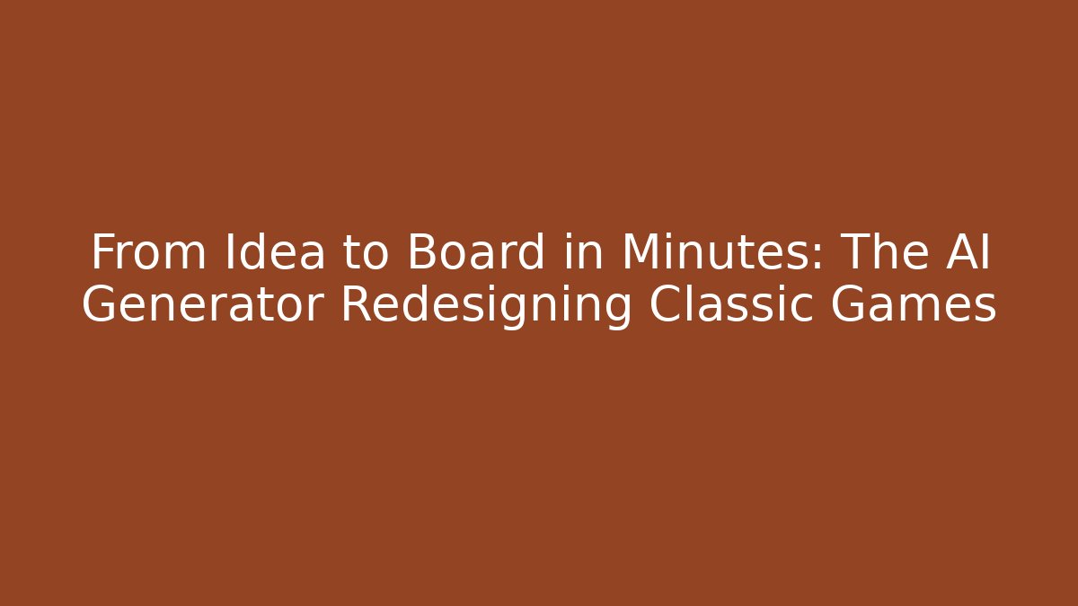 From Idea to Board in Minutes: The AI Generator Redesigning Classic Games