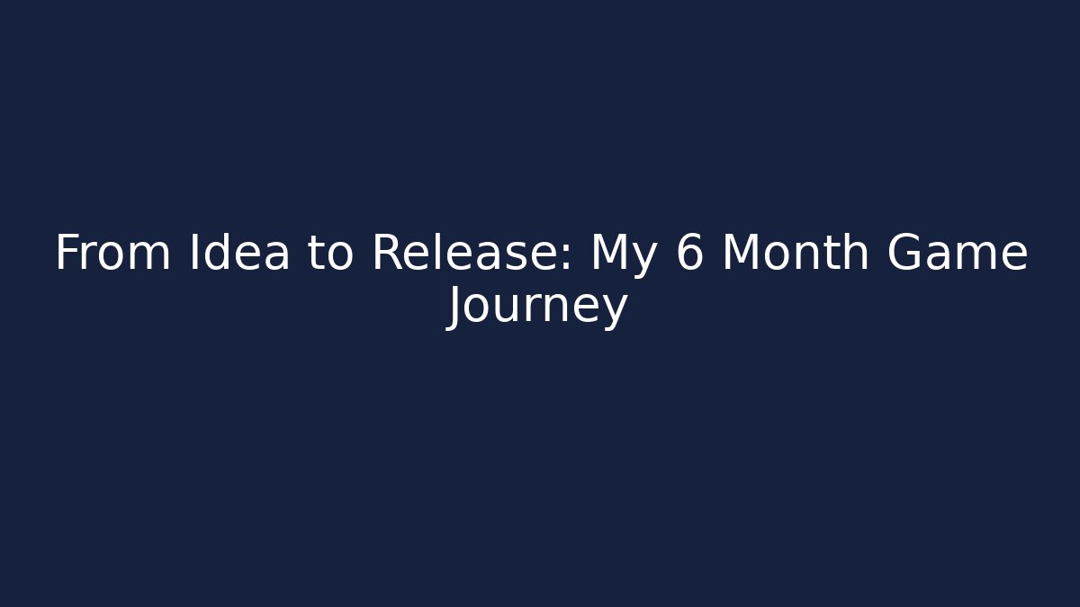 From Idea to Release: My 6 Month Game Journey