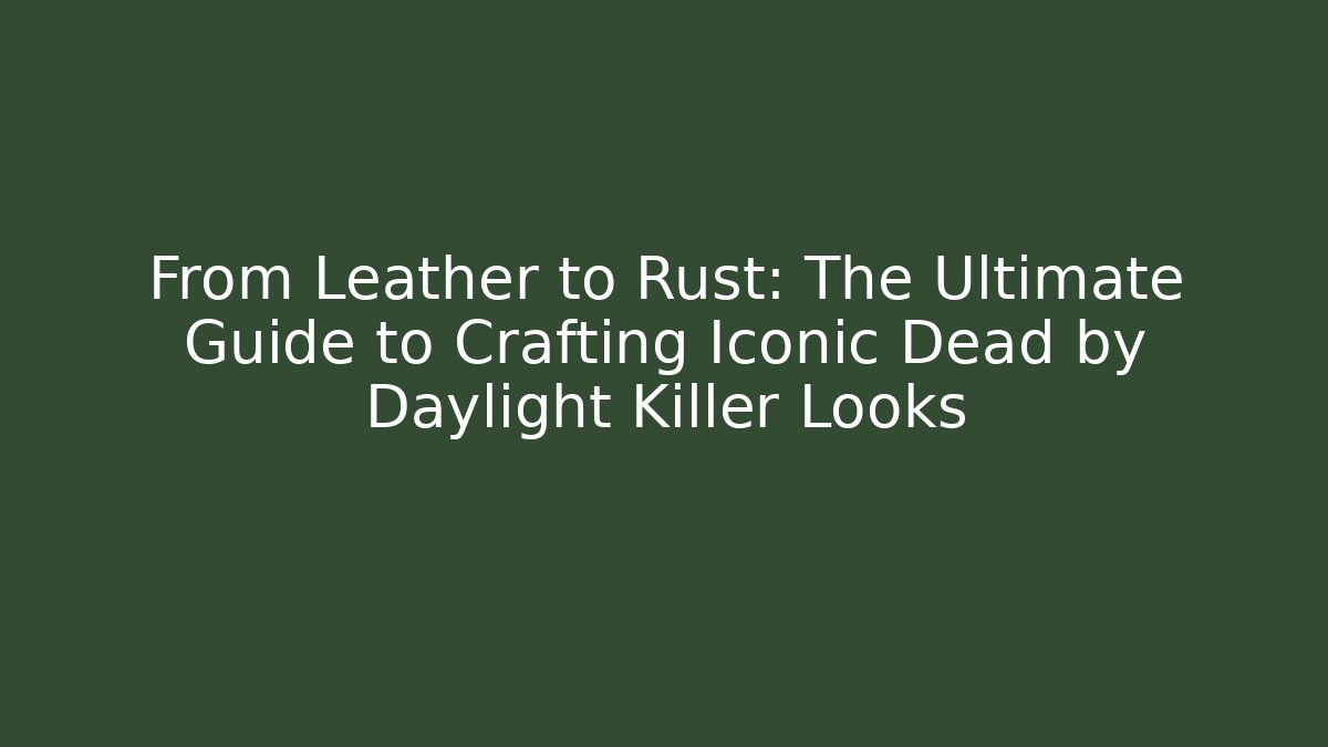 From Leather to Rust: The Ultimate Guide to Crafting Iconic Dead by Daylight Killer Looks