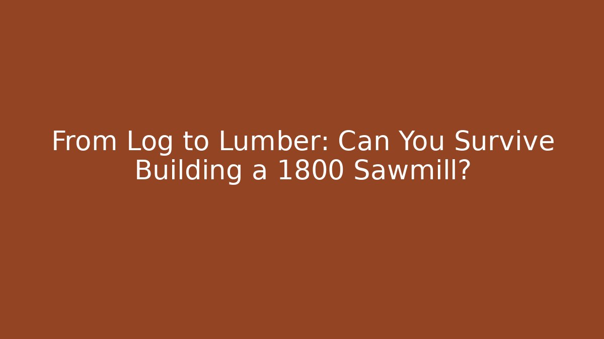 From Log to Lumber: Can You Survive Building a 1800 Sawmill?