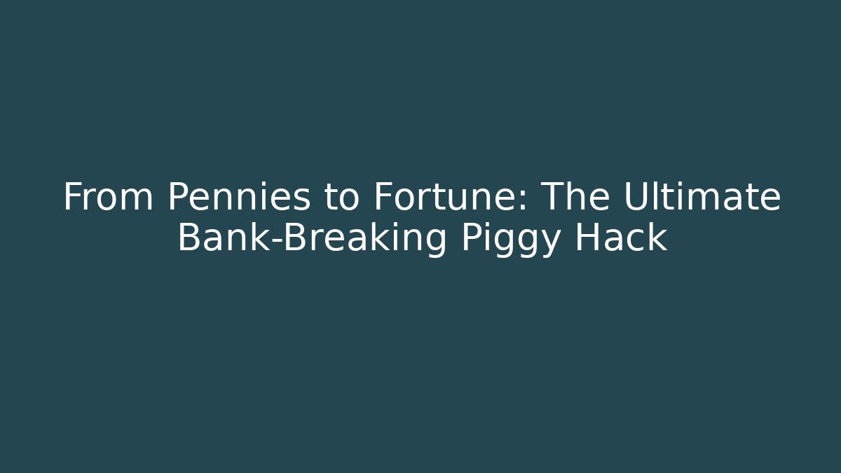 From Pennies to Fortune: The Ultimate Bank-Breaking Piggy Hack