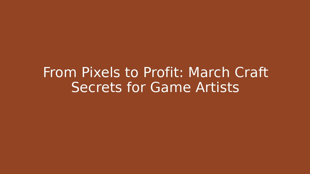 From Pixels to Profit: March Craft Secrets for Game Artists