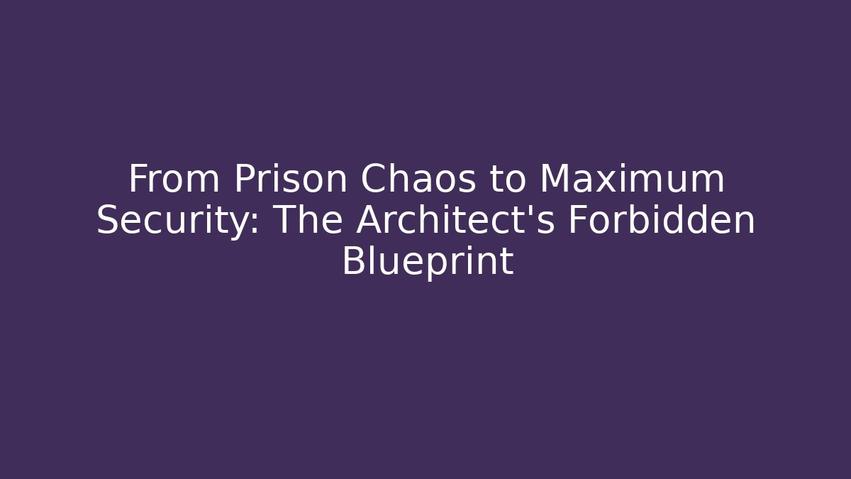 From Prison Chaos to Maximum Security: The Architect's Forbidden Blueprint