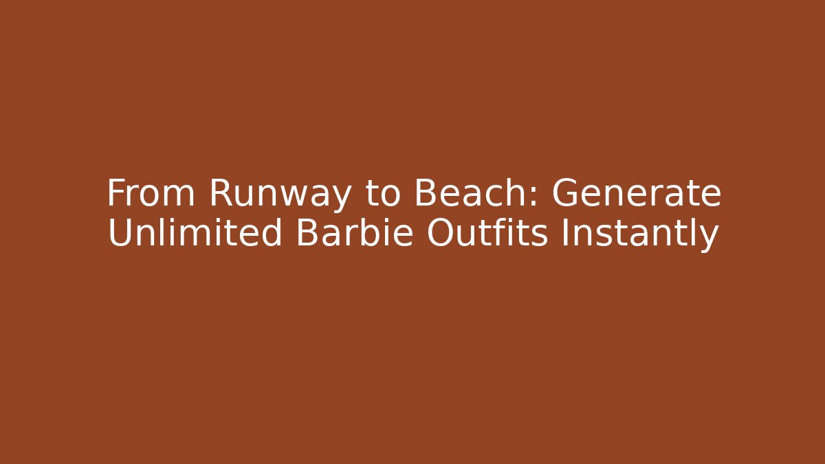 From Runway to Beach: Generate Unlimited Barbie Outfits Instantly