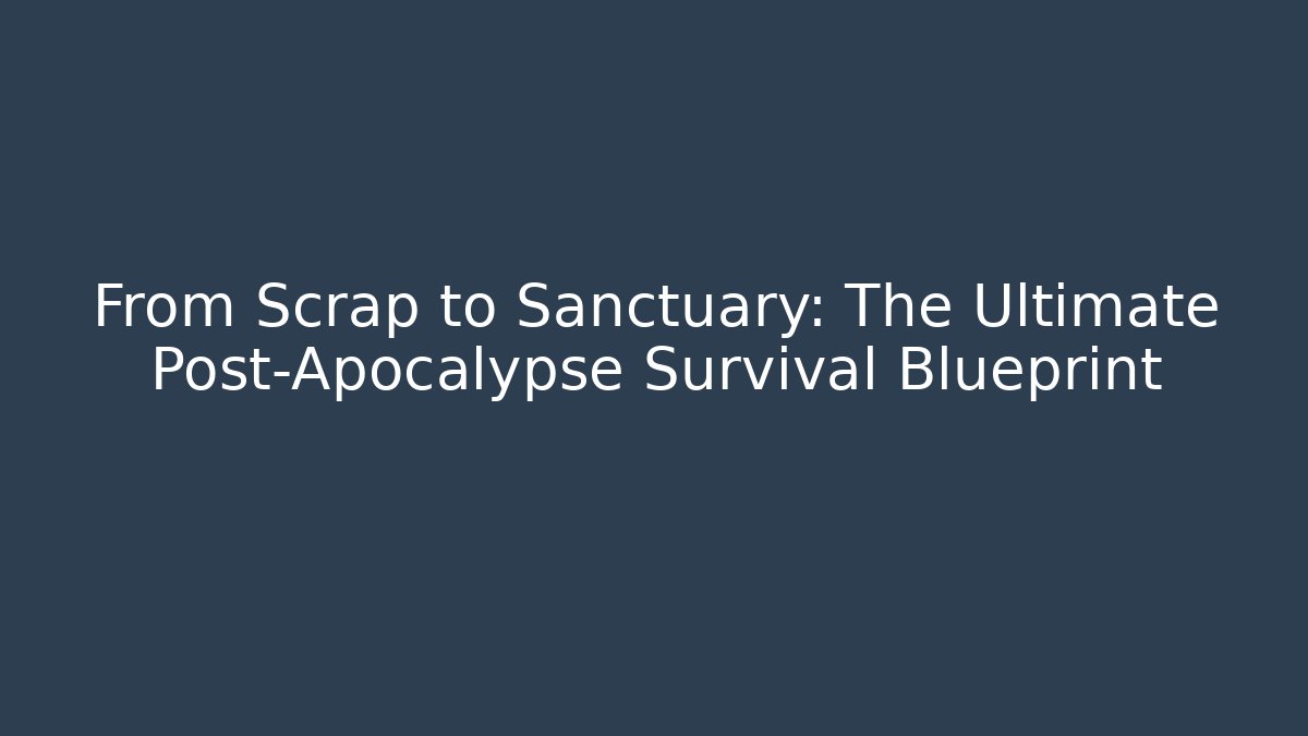 From Scrap to Sanctuary: The Ultimate Post-Apocalypse Survival Blueprint