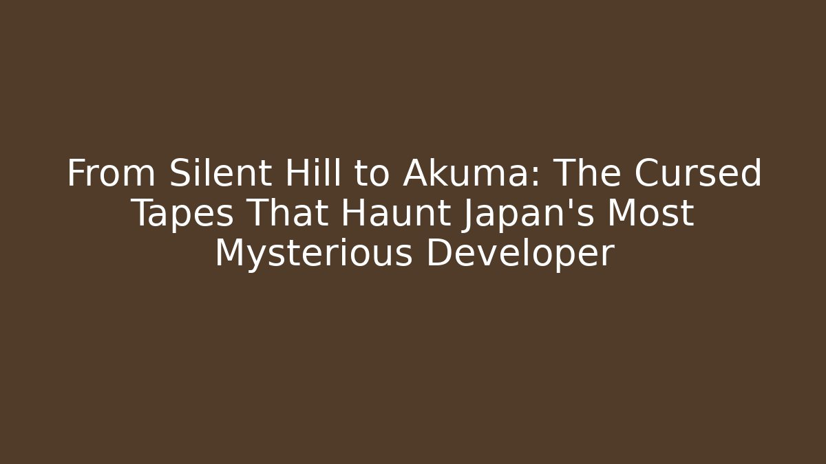 From Silent Hill to Akuma: The Cursed Tapes That Haunt Japan's Most Mysterious Developer