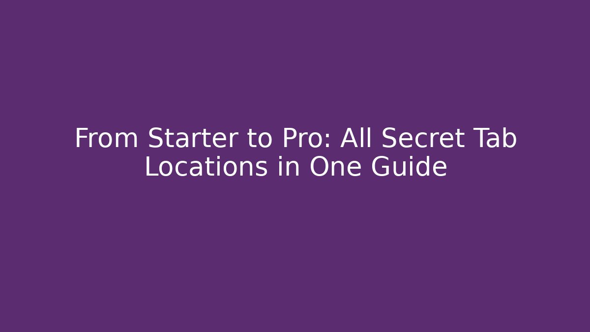 From Starter to Pro: All Secret Tab Locations in One Guide - Create More Assets