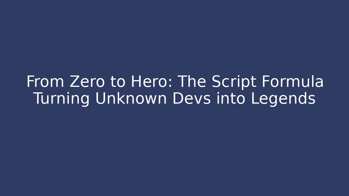 From Zero to Hero: The Script Formula Turning Unknown Devs into Legends - Create More Assets