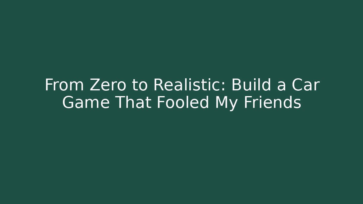 From Zero to Realistic: Build a Car Game That Fooled My Friends