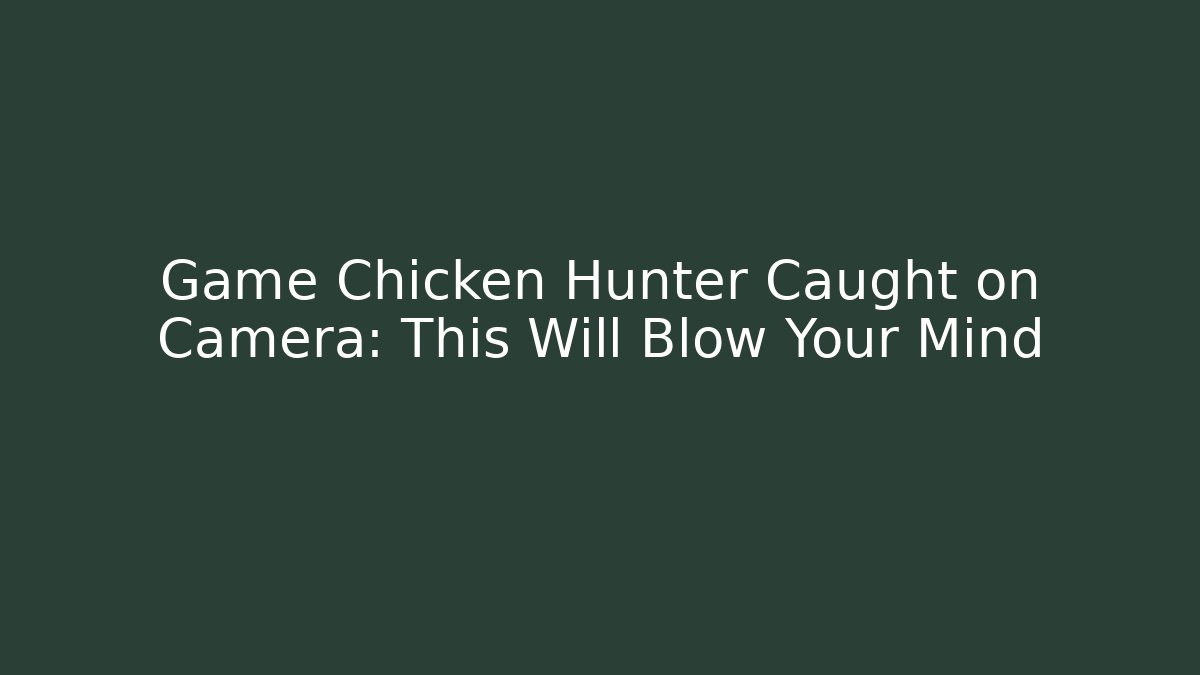 Game Chicken Hunter Caught on Camera: This Will Blow Your Mind