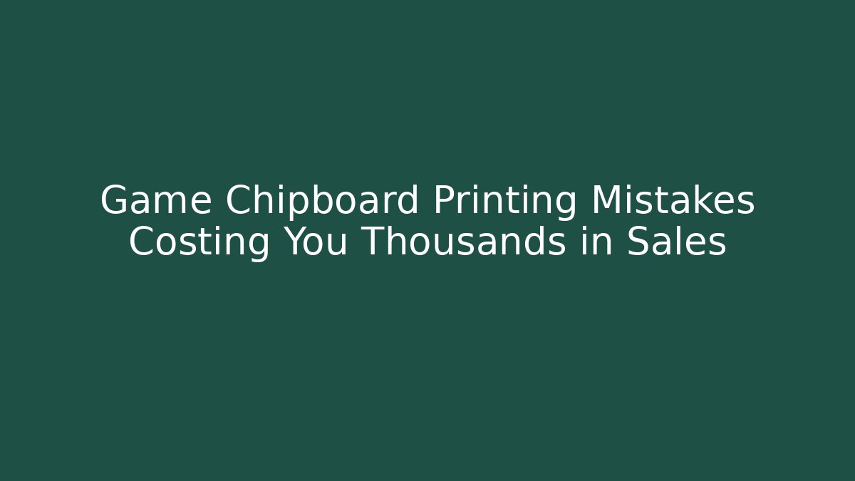 Game Chipboard Printing Mistakes Costing You Thousands in Sales