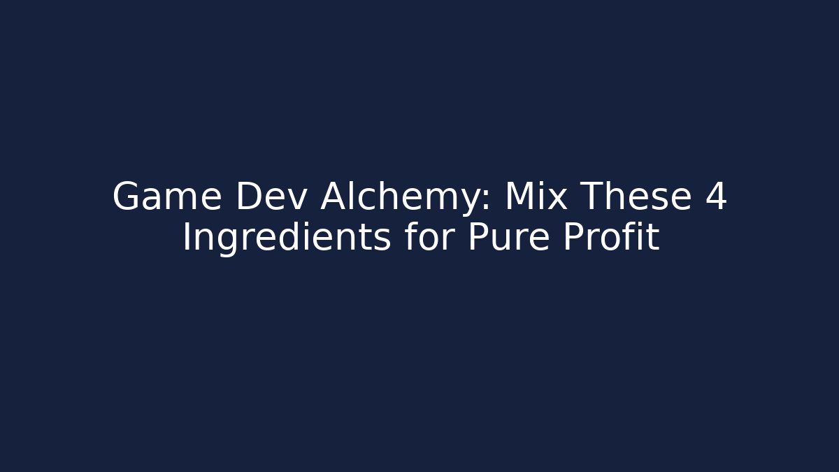 Game Dev Alchemy: Mix These 4 Ingredients for Pure Profit