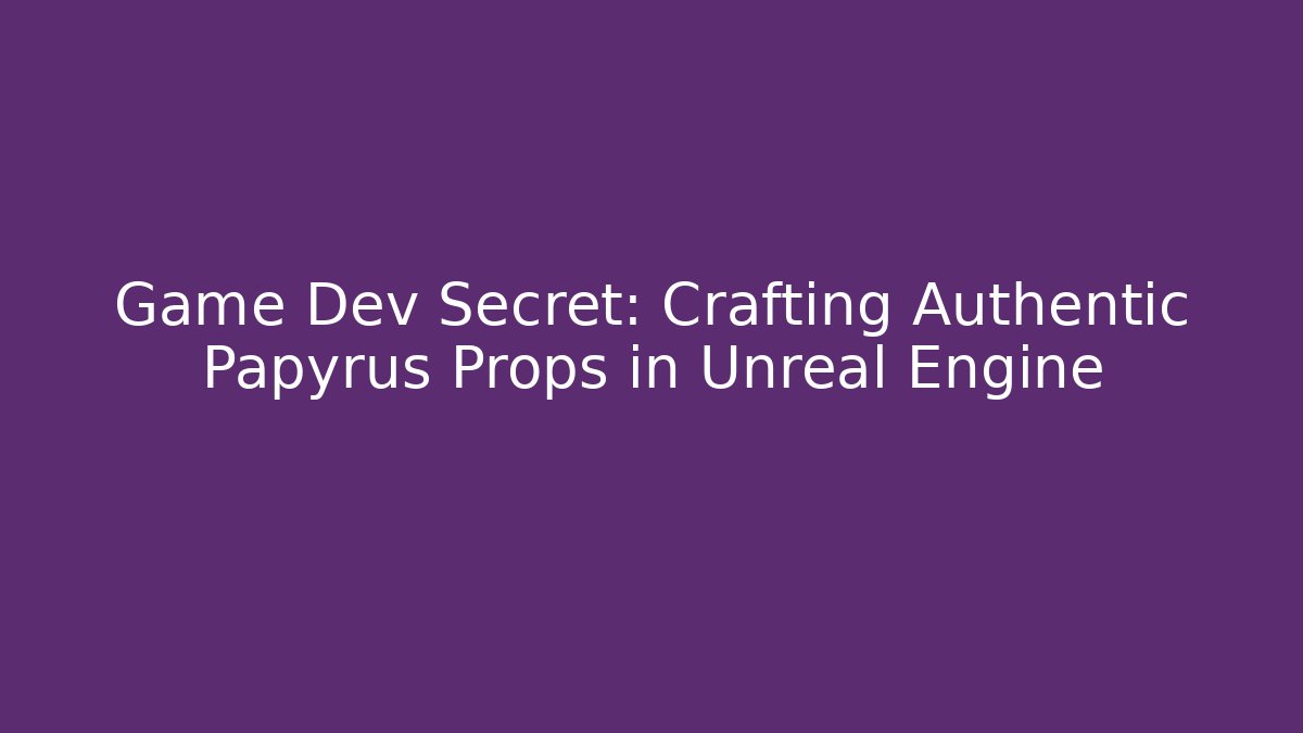 Game Dev Secret: Crafting Authentic Papyrus Props in Unreal Engine