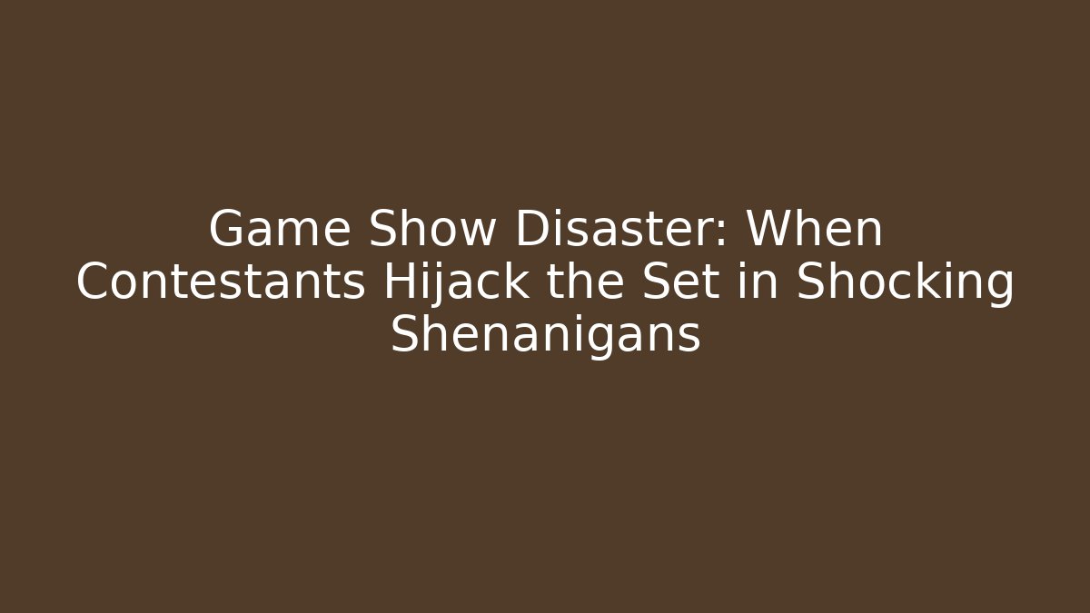 Game Show Disaster: When Contestants Hijack the Set in Shocking Shenanigans