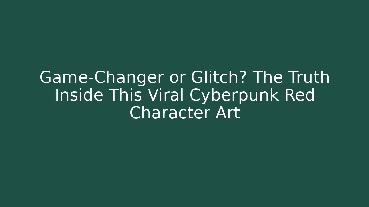 Game-Changer or Glitch? The Truth Inside This Viral Cyberpunk Red Character Art