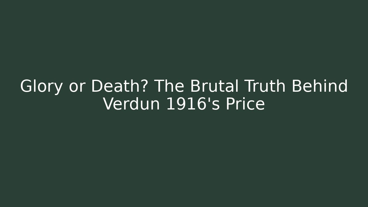 Glory or Death? The Brutal Truth Behind Verdun 1916's Price