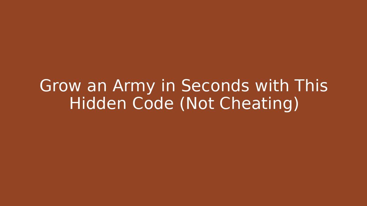 Grow an Army in Seconds with This Hidden Code (Not Cheating) - Create More Assets