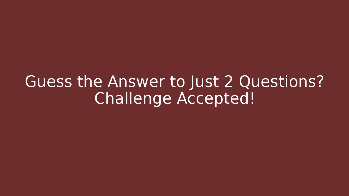 Guess the Answer to Just 2 Questions? Challenge Accepted!