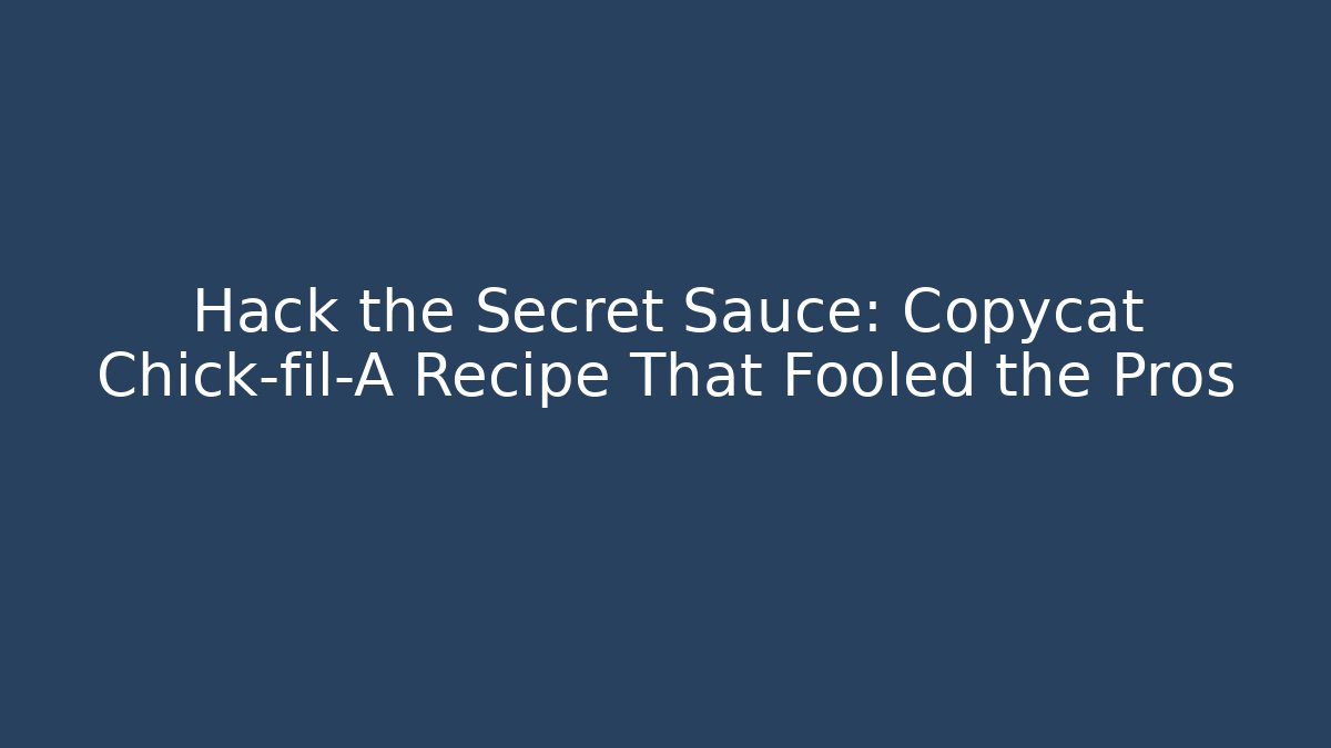 Hack the Secret Sauce: Copycat Chick-fil-A Recipe That Fooled the Pros
