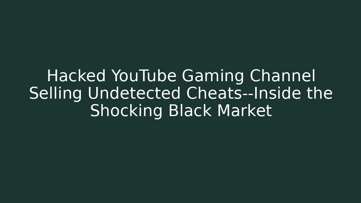 Hacked YouTube Gaming Channel Selling Undetected Cheats—Inside the Shocking Black Market