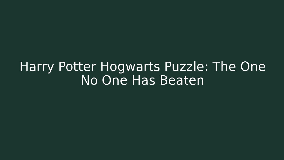 Harry Potter Hogwarts Puzzle: The One No One Has Beaten