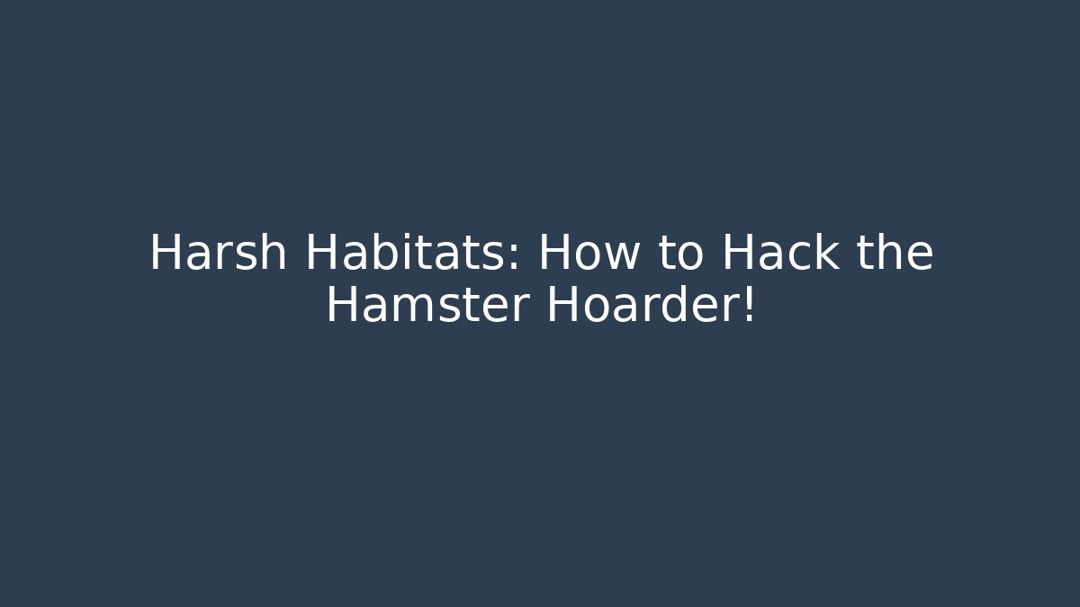 Harsh Habitats: How to Hack the Hamster Hoarder! - Create More Assets