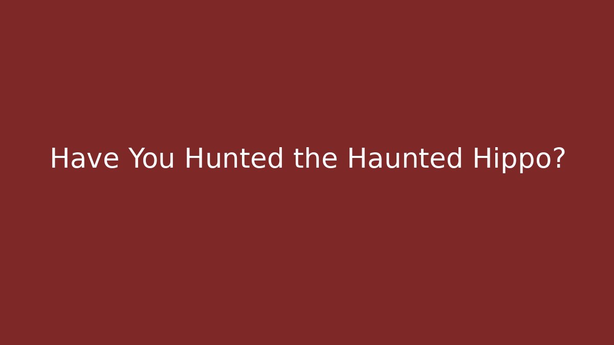 Have You Hunted the Haunted Hippo? - Create More Assets