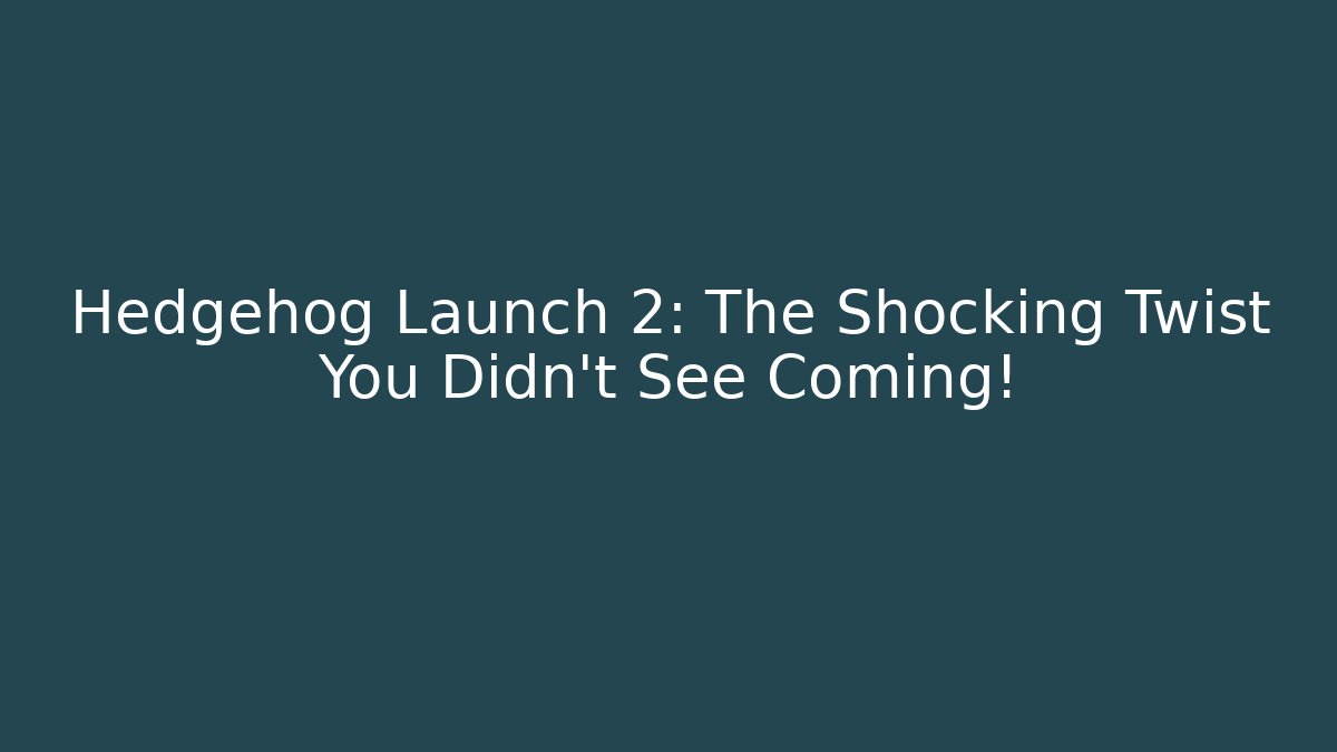 Hedgehog Launch 2: The Shocking Twist You Didn't See Coming!