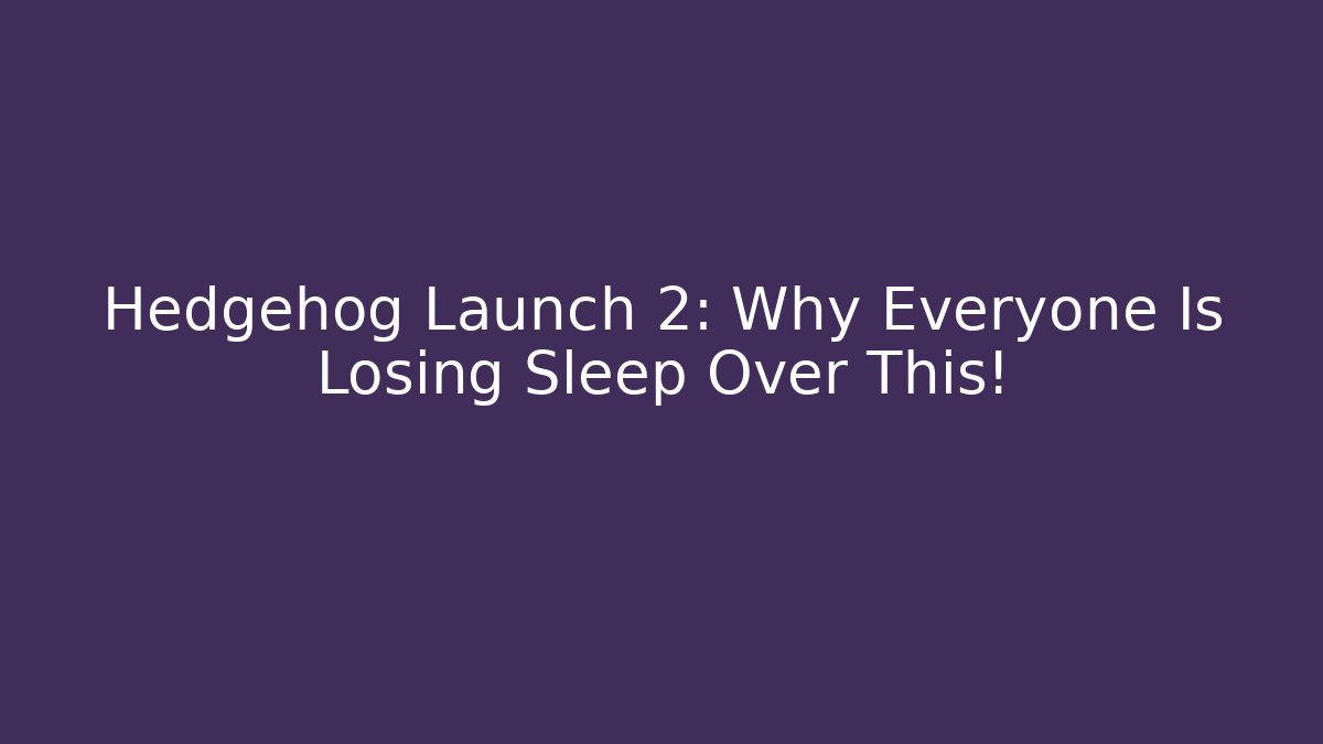 Hedgehog Launch 2: Why Everyone Is Losing Sleep Over This! - Create More Assets
