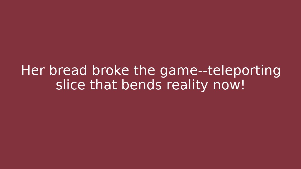 Her bread broke the game—teleporting slice that bends reality now!