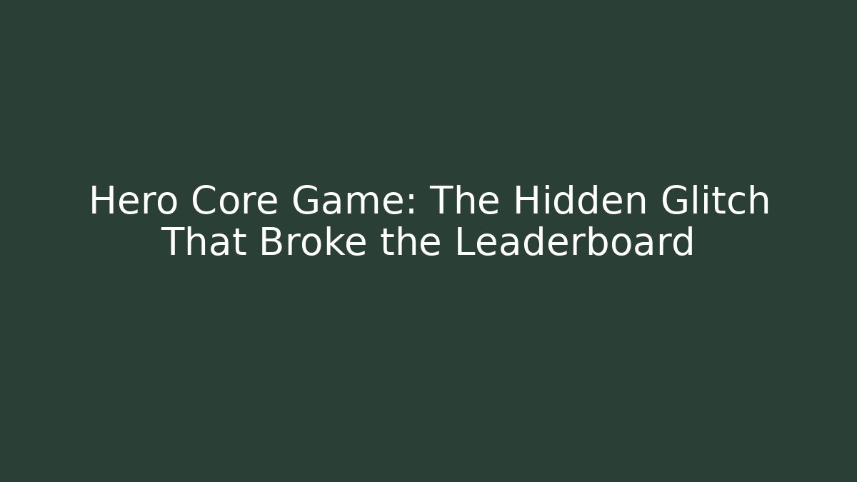 Hero Core Game: The Hidden Glitch That Broke the Leaderboard