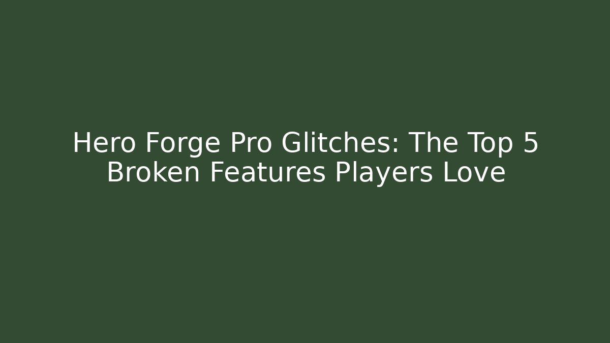 Hero Forge Pro Glitches: The Top 5 Broken Features Players Love
