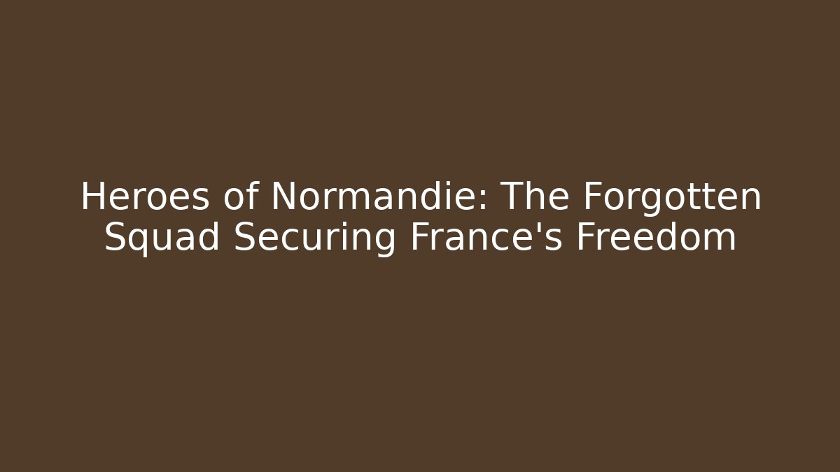 Heroes of Normandie: The Forgotten Squad Securing France's Freedom