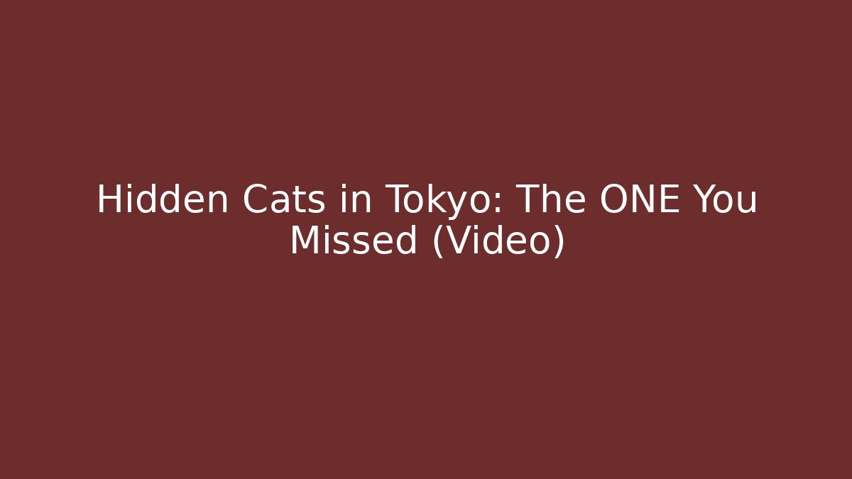 Hidden Cats in Tokyo: The ONE You Missed (Video)