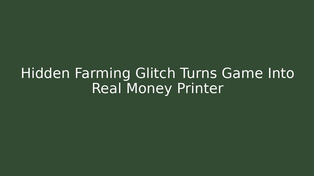 Hidden Farming Glitch Turns Game Into Real Money Printer
