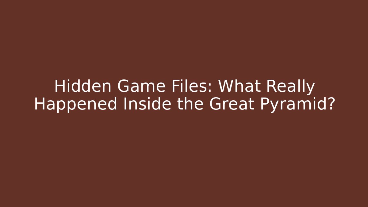 Hidden Game Files: What Really Happened Inside the Great Pyramid?