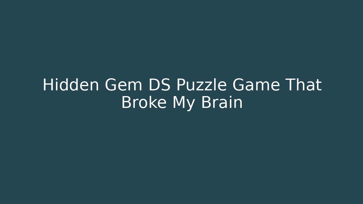 Hidden Gem DS Puzzle Game That Broke My Brain
