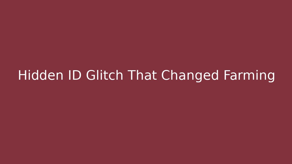 Hidden ID Glitch That Changed Farming - Create More Assets