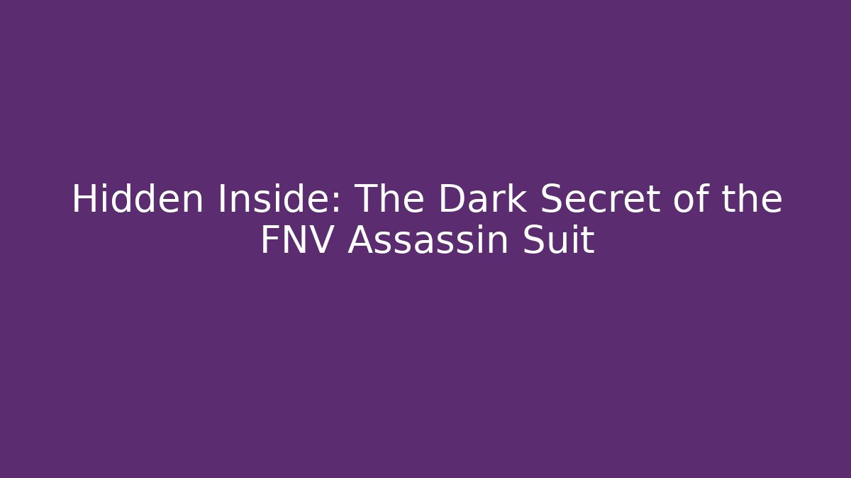 Hidden Inside: The Dark Secret of the FNV Assassin Suit