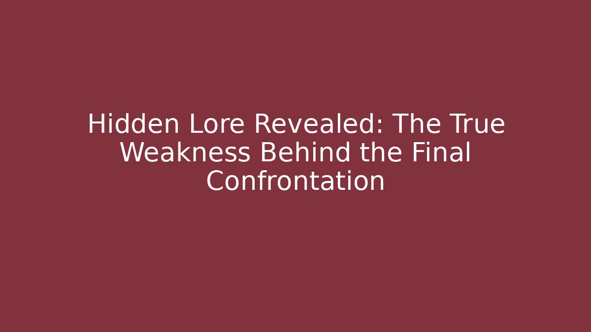Hidden Lore Revealed: The True Weakness Behind the Final Confrontation