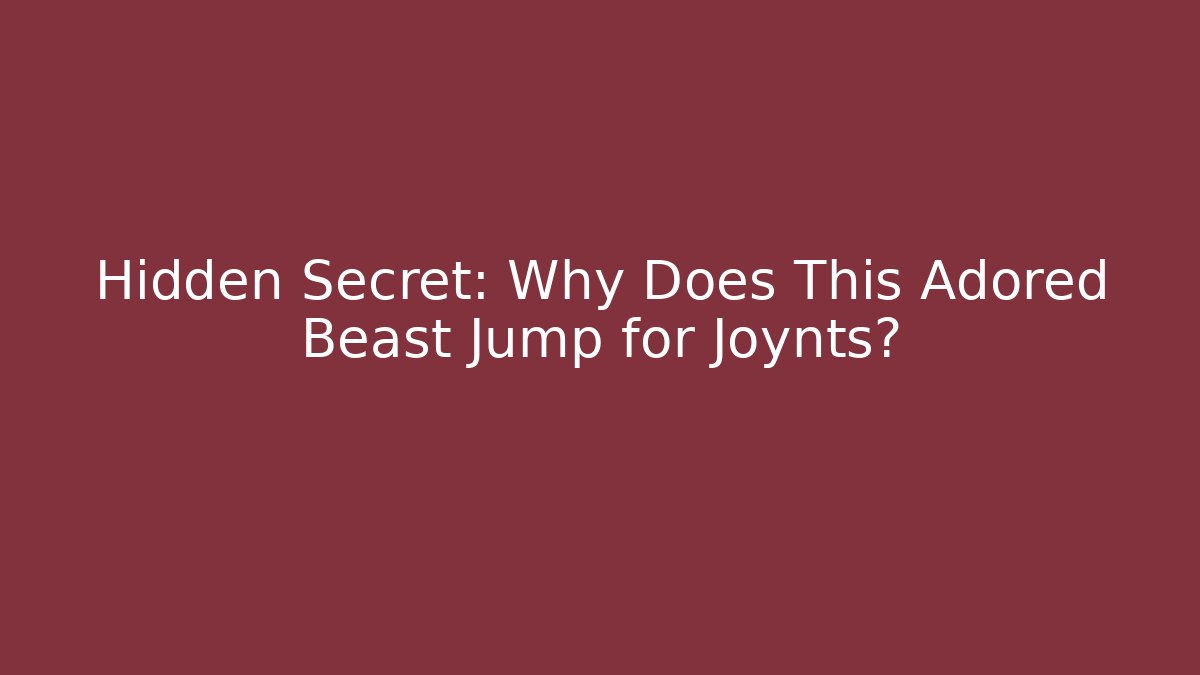 Hidden Secret: Why Does This Adored Beast Jump for Joynts?
