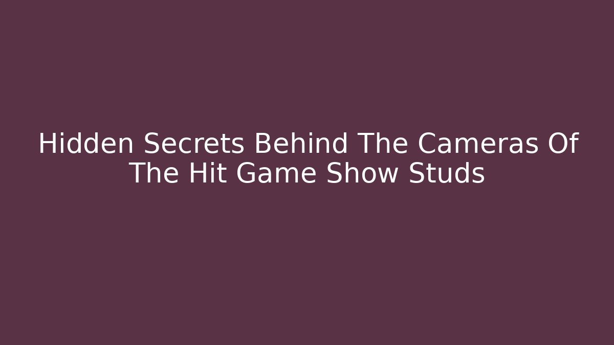 Hidden Secrets Behind The Cameras Of The Hit Game Show Studs